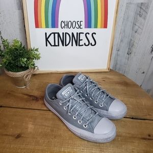 Converse All Stars Leather Grey Low Tops Size 7